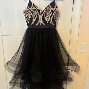 Ina Elegant Black Dress with Gold Accents